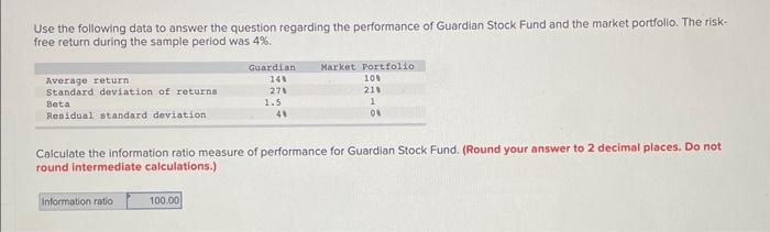  Use the following data to answer the question regarding the performance