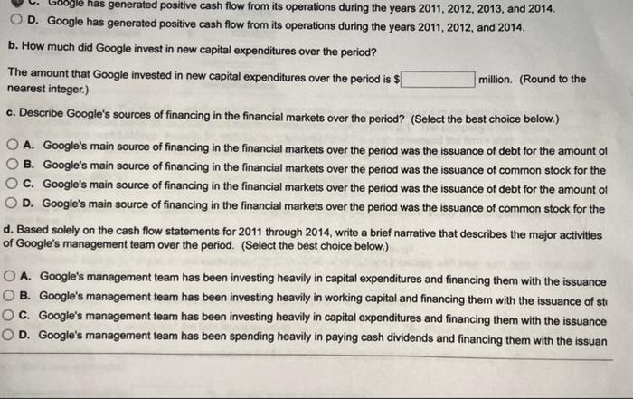 HELP ogle has generated positive cash flow from its operations during the