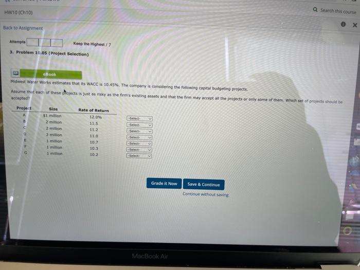 help HW10 (Ch10) Search this courte Back to Assignment 0 x Attempts