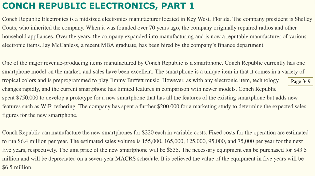 Excel Spreadsheet!!! CONCH REPUBLIC ELECTRONICS, PART 1 Conch Republic Electronics is a
