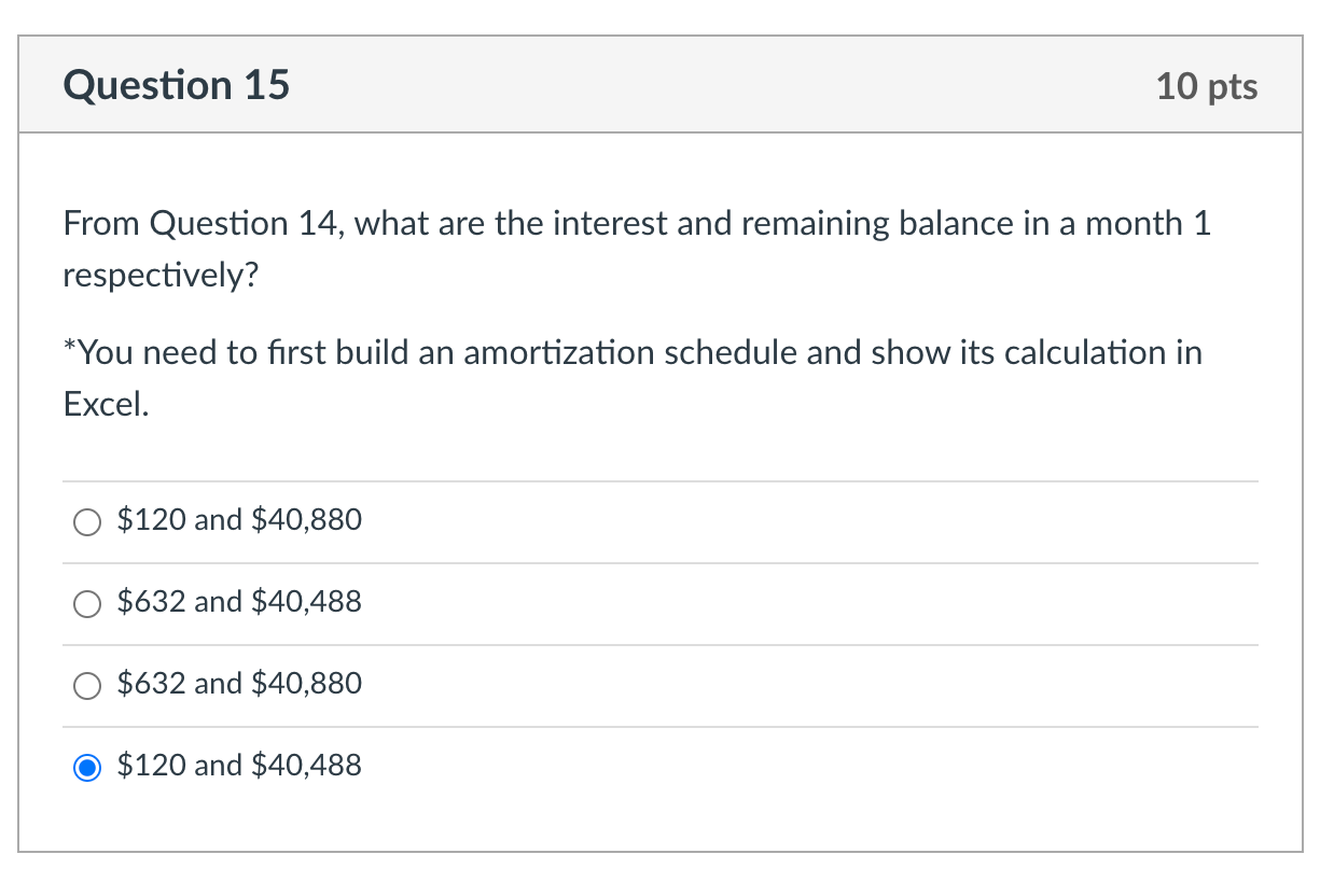 I need help with the excel function please Question 15 10 pts