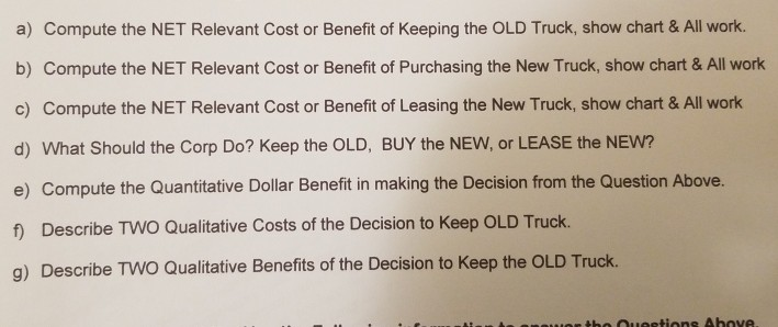 Corporate Vehicle for the Next 6 Years I. KEEP The OLD Truck