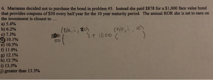 please show all work and do not use excel. ignore the answer
