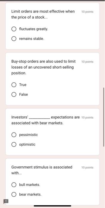  Limit orders are most effective when 10 points the price of