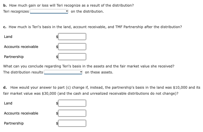 receivable (fair market value of $60,000, inside basis to the partnership of