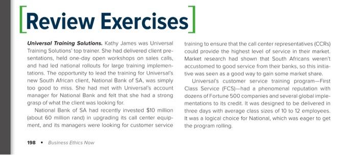  Review Exercises Universal Training Solutions. Kathy James was Universal training to