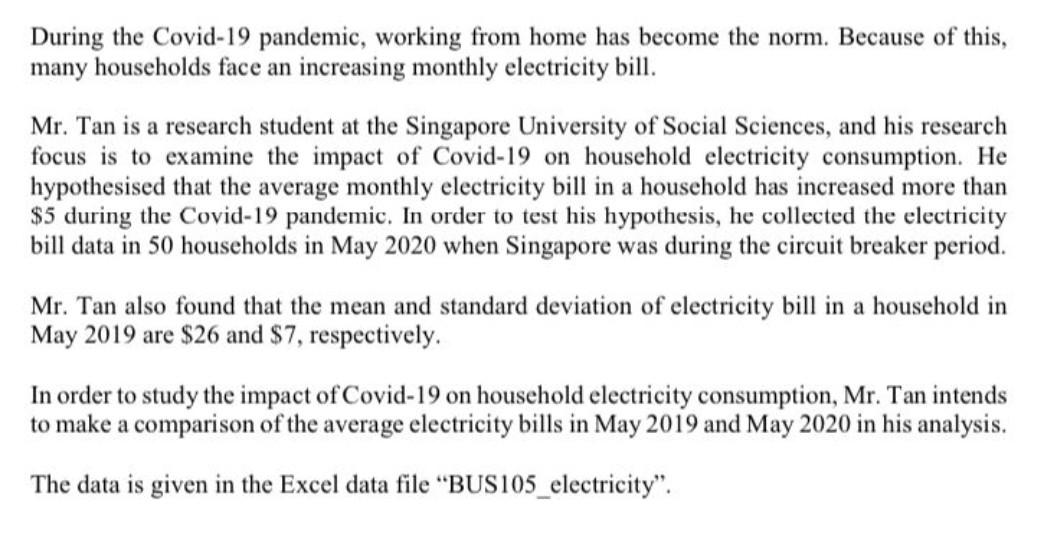 A B Electricity Bill in May 2020 1 2 3 No Bill