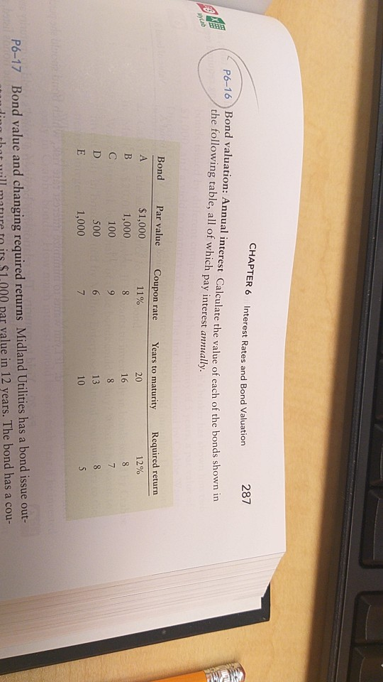  P6-24 and P6-16 CHAPTER 6 Interest Rates and Bond Valuation 287