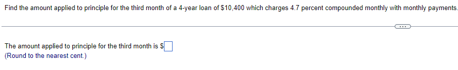 Find the amount applied to principle for the third month of
