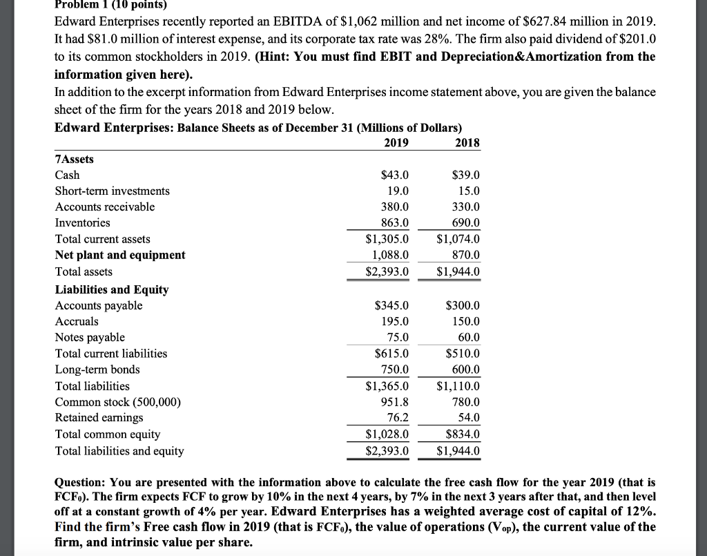  Can someone please show the work for this. Cash Problem 1