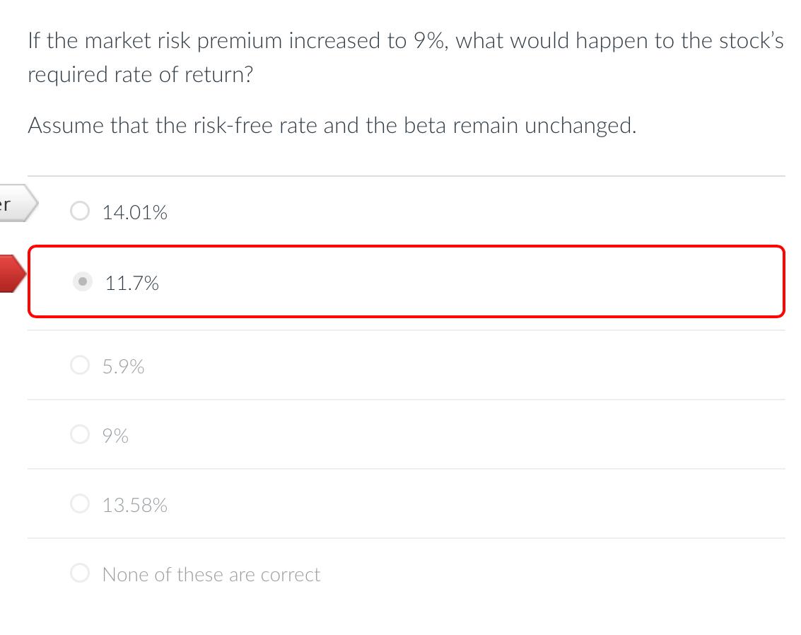 Please show how to solve using excel If the market risk premium