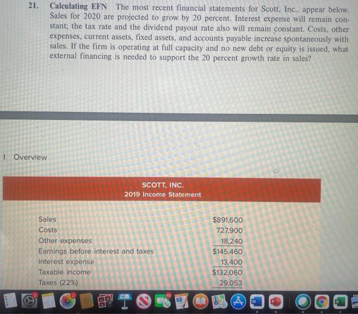 Please answer question 22 and 23. 21. Calculating EFN The most recent