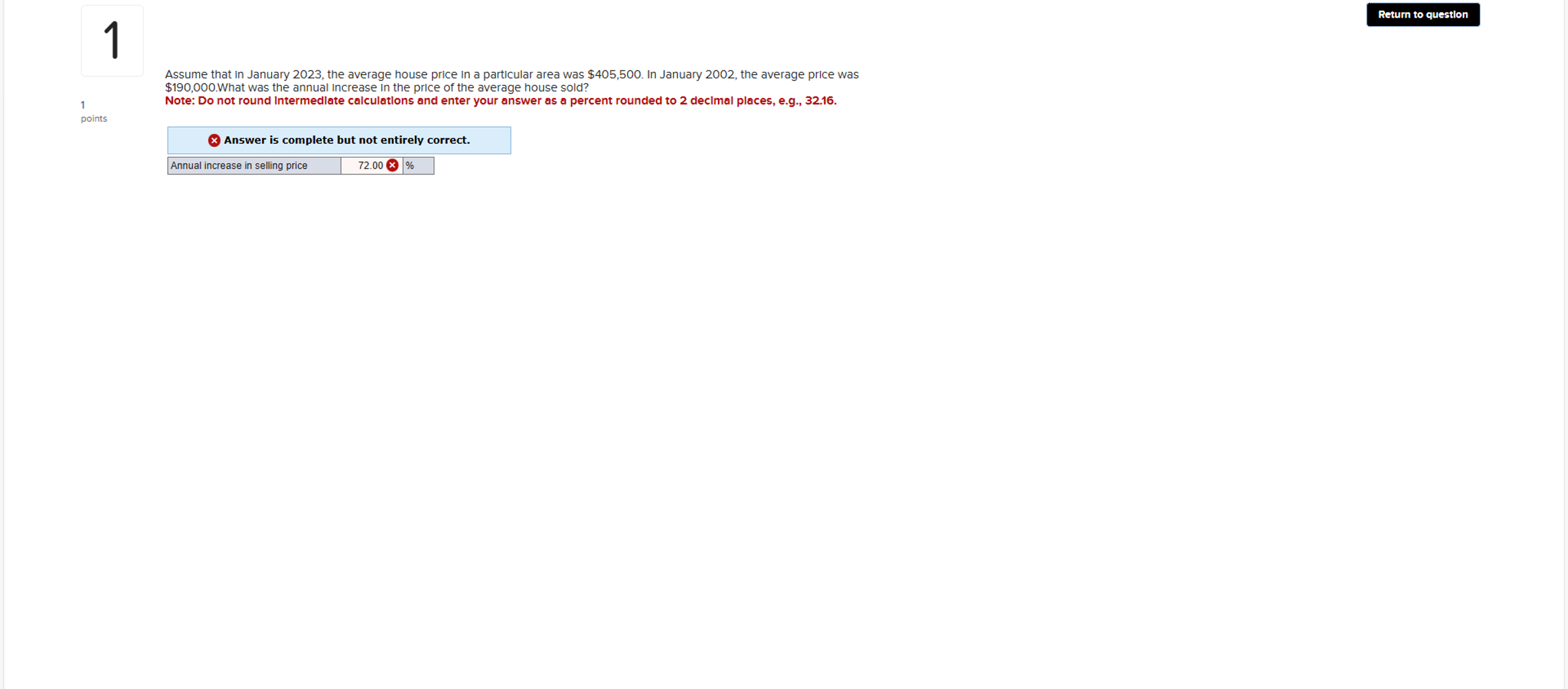  72 percent is not the correct answer. Assume that in January