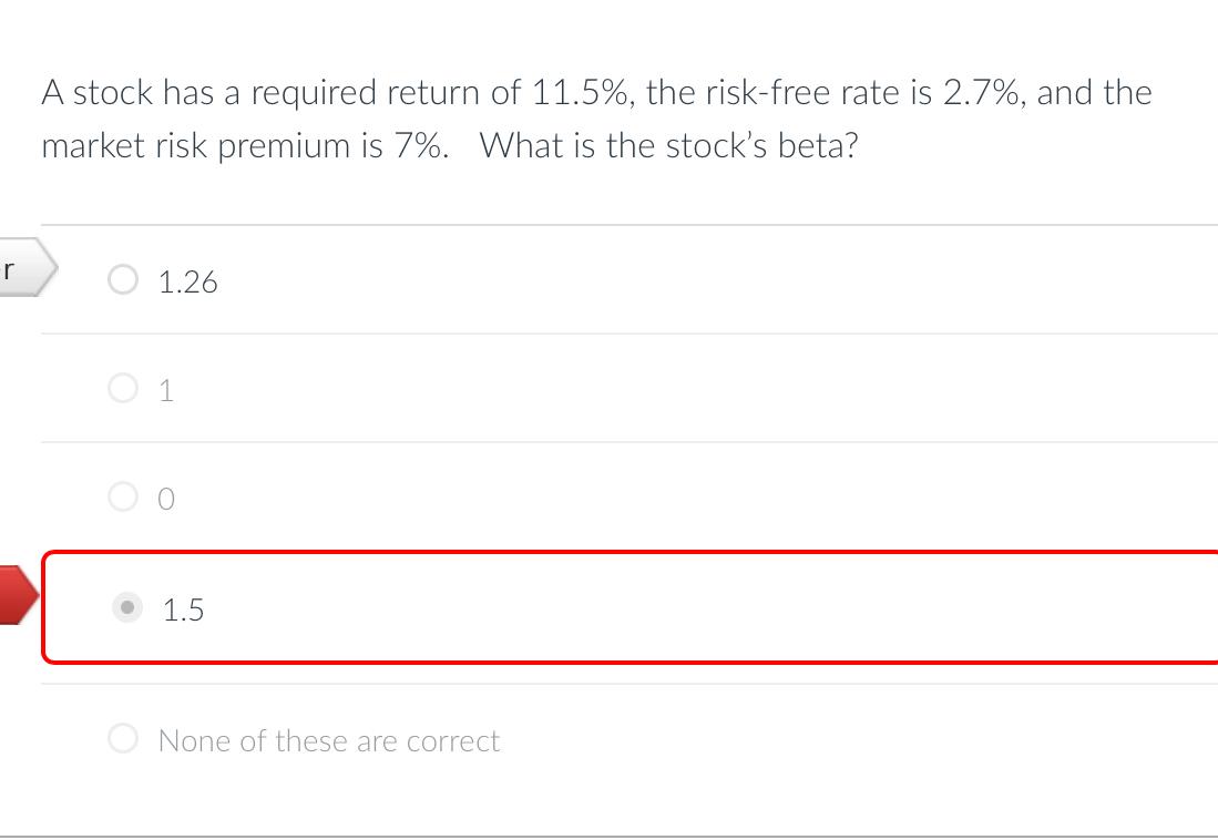 Please show how to solve using Excel A stock has a required