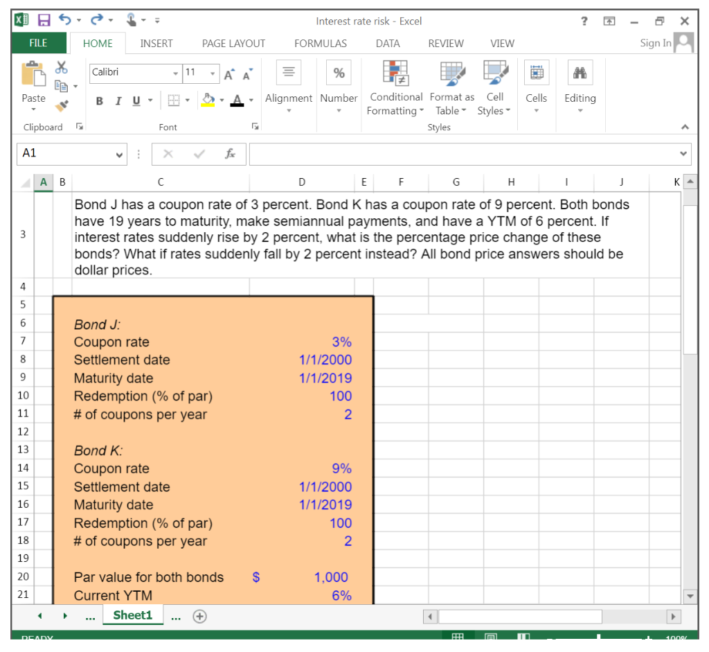 x 5 Interest rate risk - Excel ? X FILE HOME