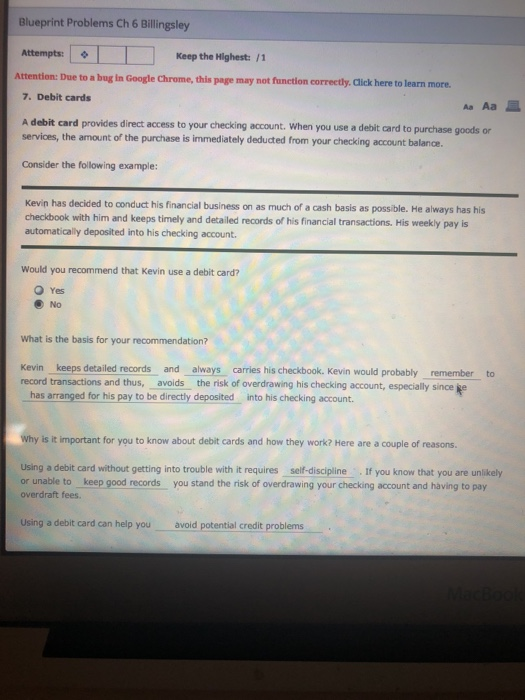  My answer is wrong please help me Blueprint Problems Ch 6