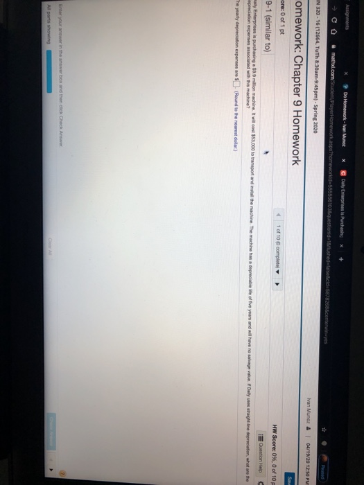  * Do Homework.Ivan Munte x c Daly Enterprises i Parchasing X