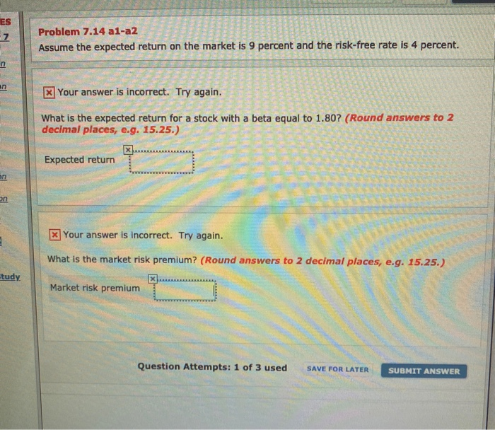  AR Problem 7.14 a1-a2 Assume the expected return on the 9