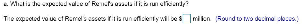 If it is managed efficiently, Remel, Inc., will have assets with a