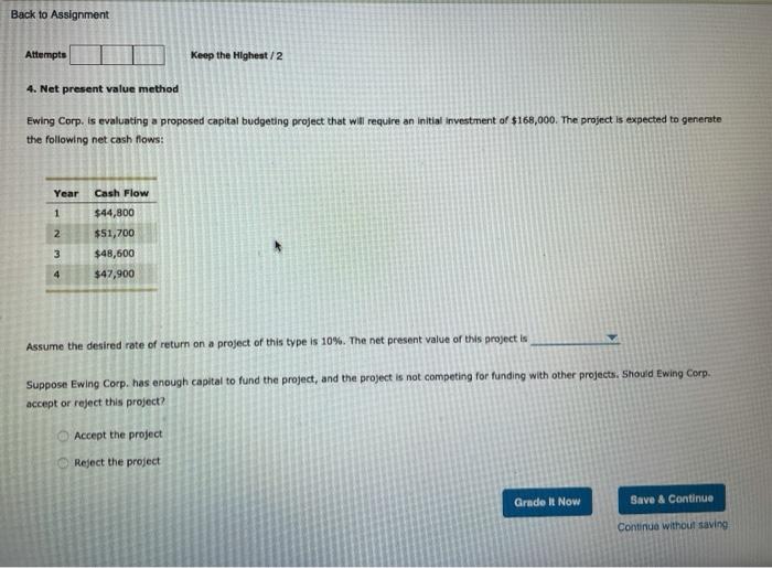  Back to Assignment Attempts Keep the Highest / 2 4. Net