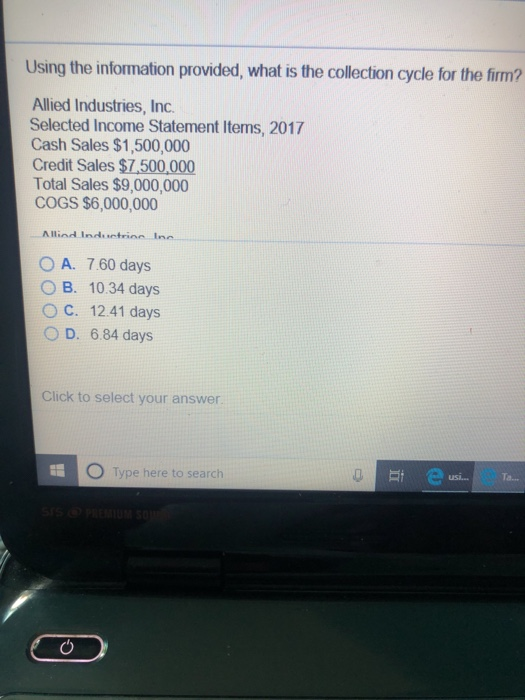  Using the infomation provided, what is the collection cycle for the