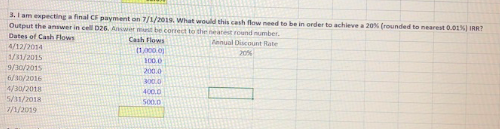How do I solve this in Excel to spit out the last