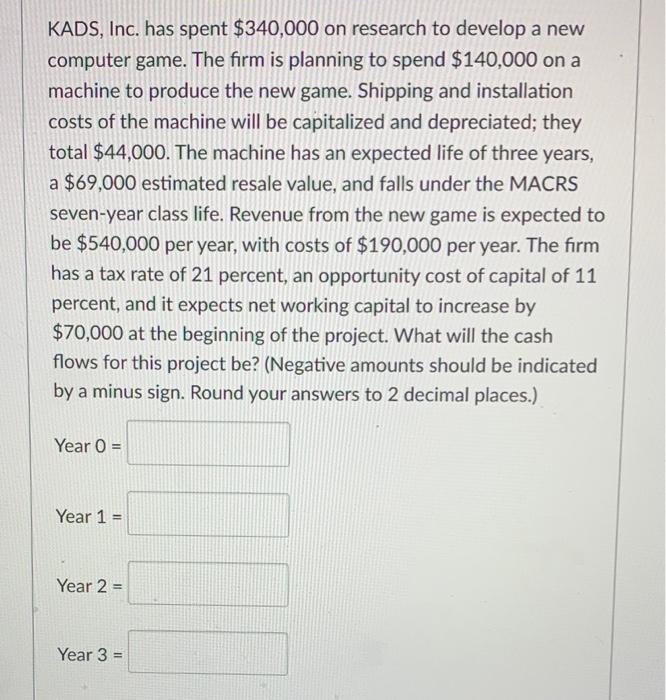  KADS, Inc. has spent $340,000 on research to develop a new