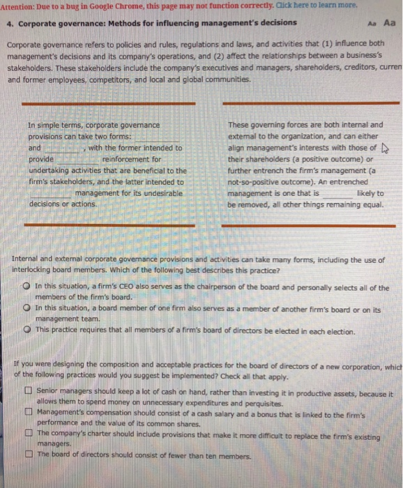  Attention: Due to a bug in Google Chrome, this page may