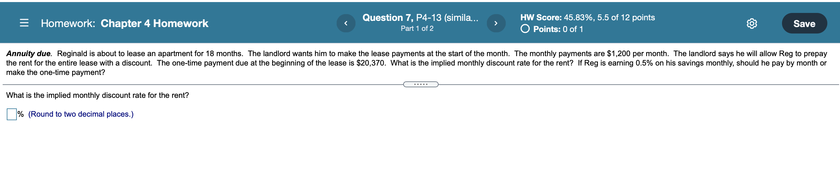 = Homework: Chapter 4 Homework Question 7, P4-13 (simila... Part 1