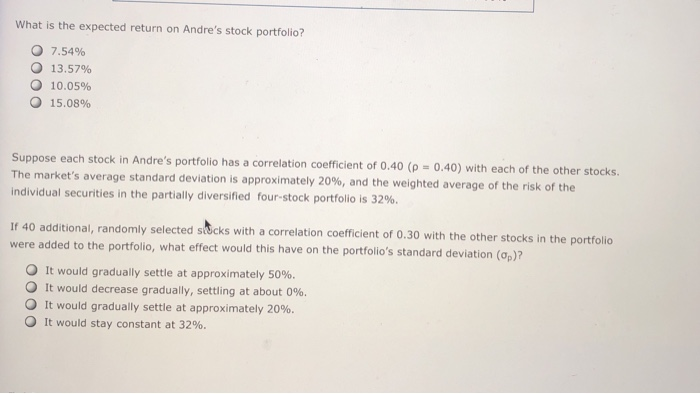 not function correctly. Click here to learn more. 4. Portfolio expected return