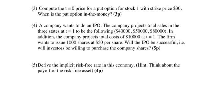 and three stocks. There are 3 states at t=1. The stocks' state