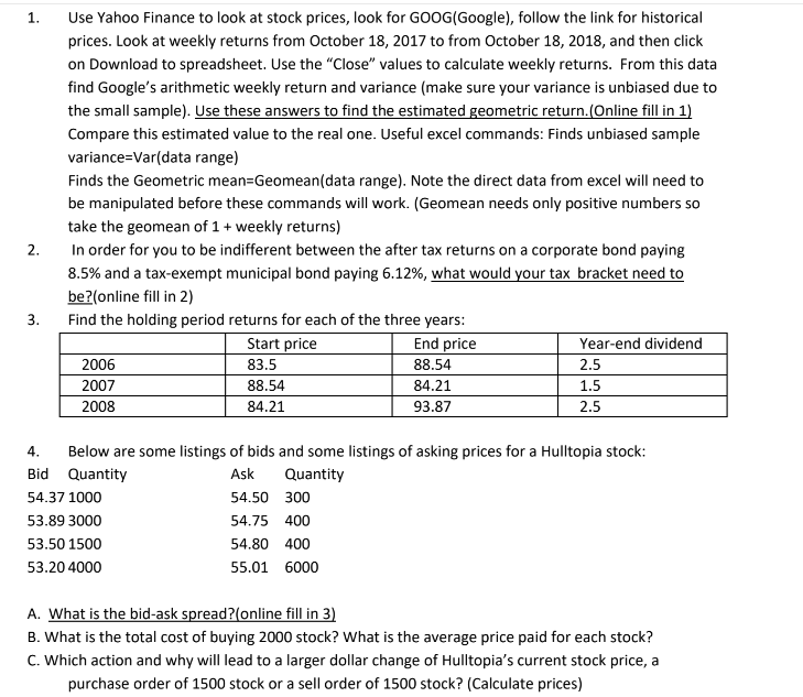 Please Explain and solve using Algebra not Excel.Thank you 1. Use