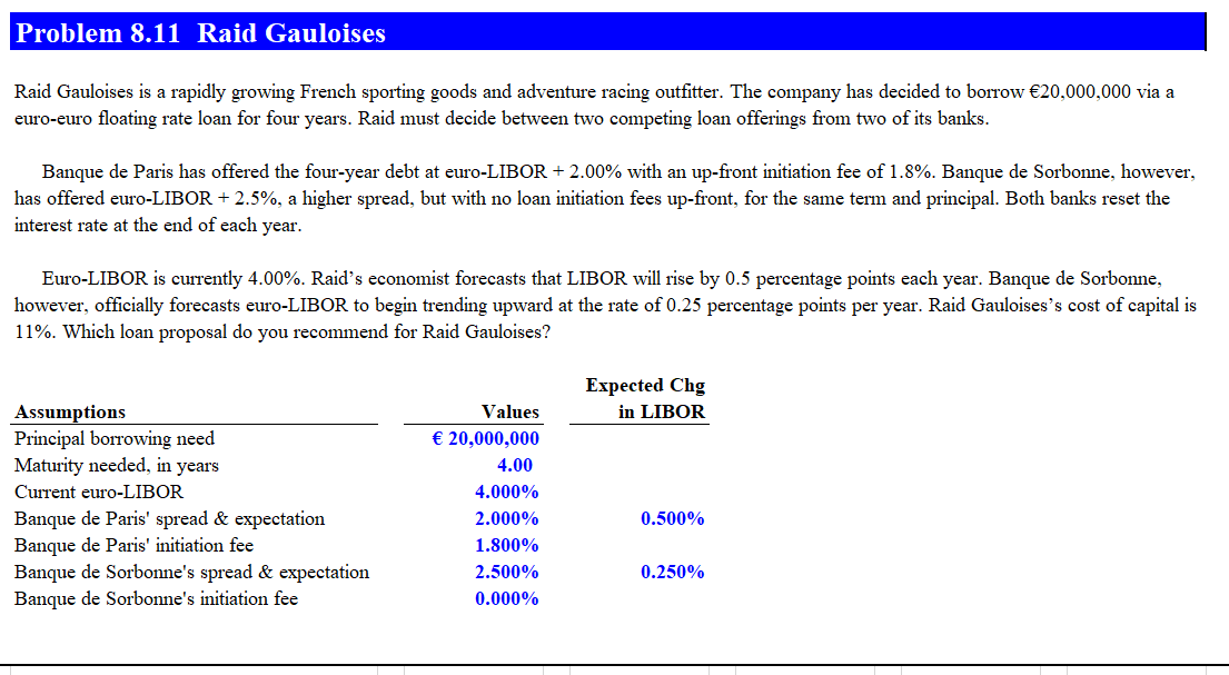  Problem 8.11 Raid Gauloises Raid Gauloises is a rapidly growing French
