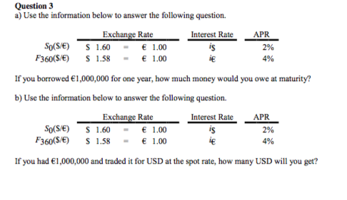  Question 3 a) Use the information below to answer the following