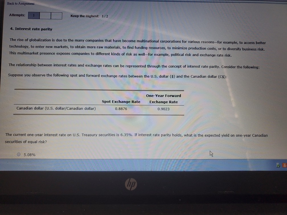 they're one question Back to Assignment Attempts: 1 Keep the Highest: