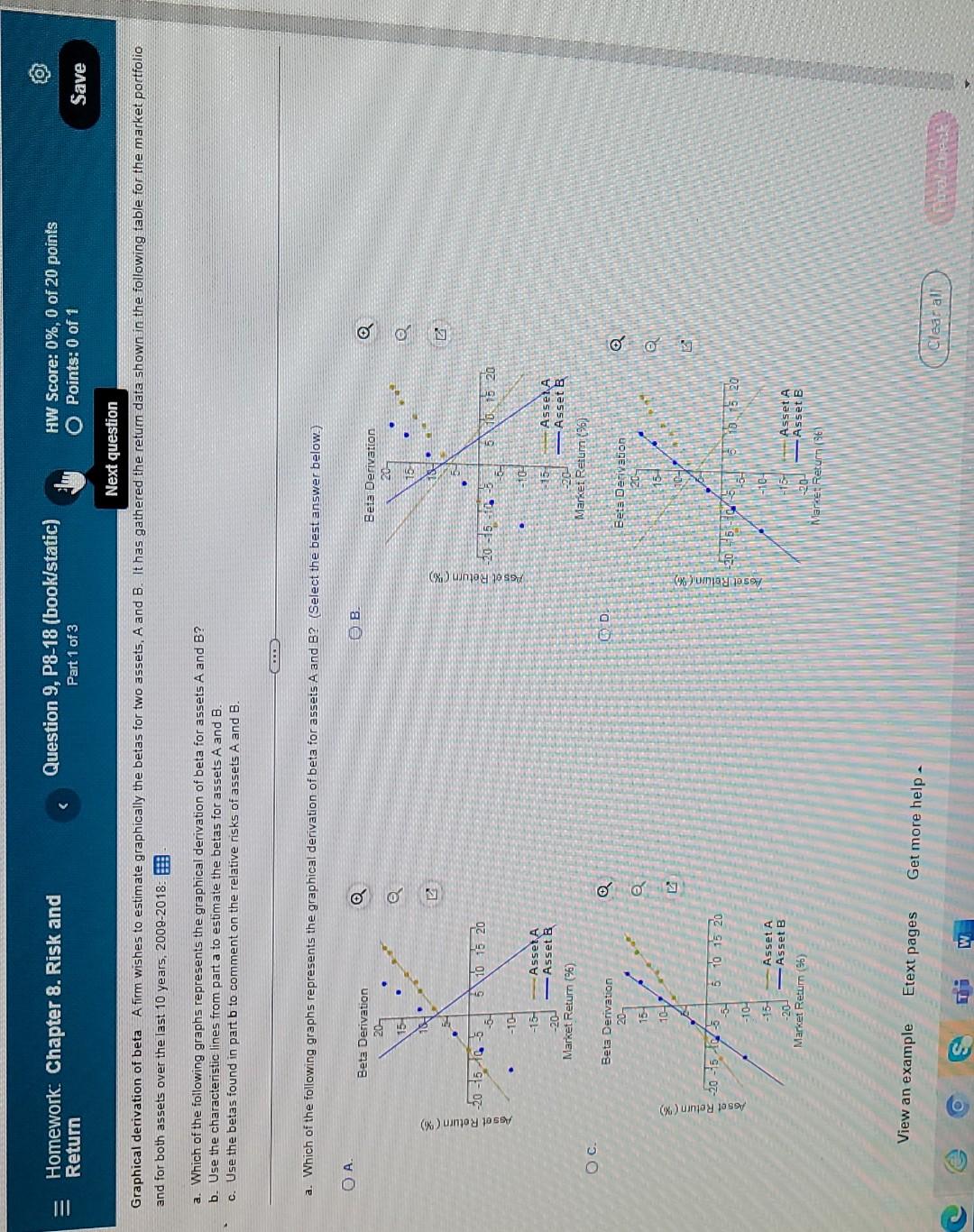 Homework: Chapter 8. Risk and Return Question 9, P8-18 (book/static) Part