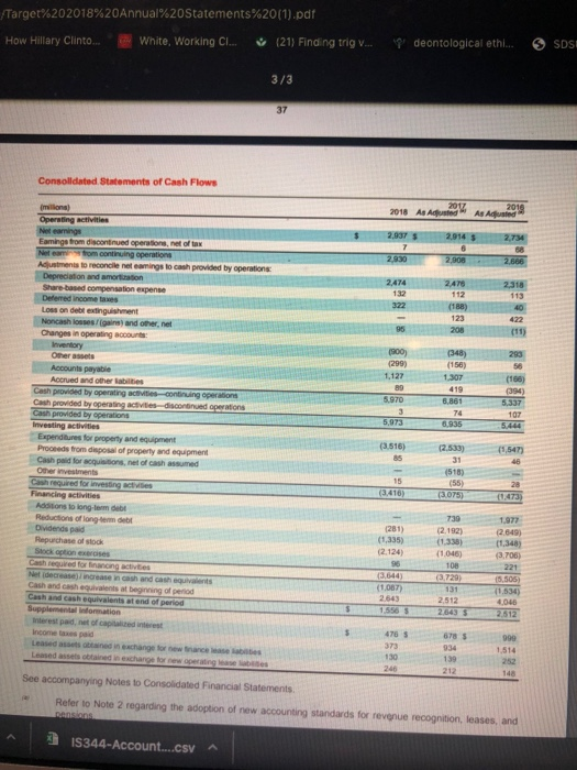 Coverage for 2018 a 2017 2018 As Adjusted As Adjusted 2016 (millions,