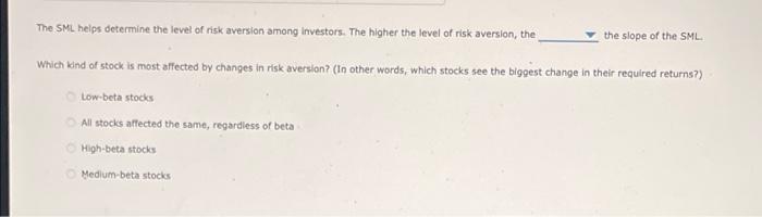 their coordinates. ? 20 16 New SML 12 REQUIRED RATE OF RETURN