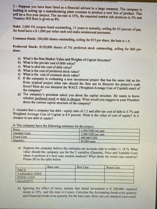 campany's Capital Structure, The Kumar Corpotation, a firm in the 34% marginal