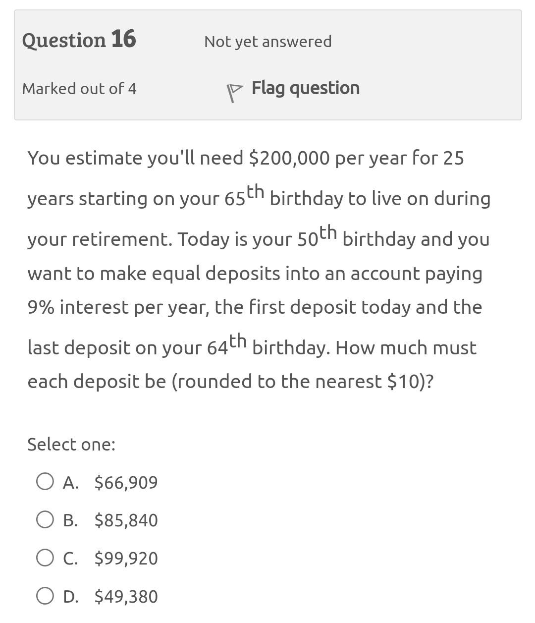  choose the correct answer Question 16 Not yet answered Marked out