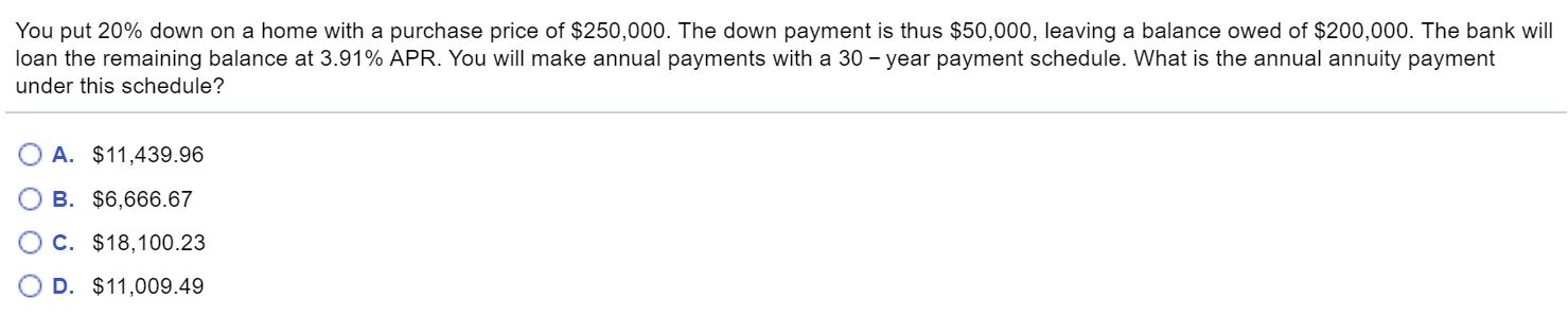 please explain the work You put 20% down on a home with