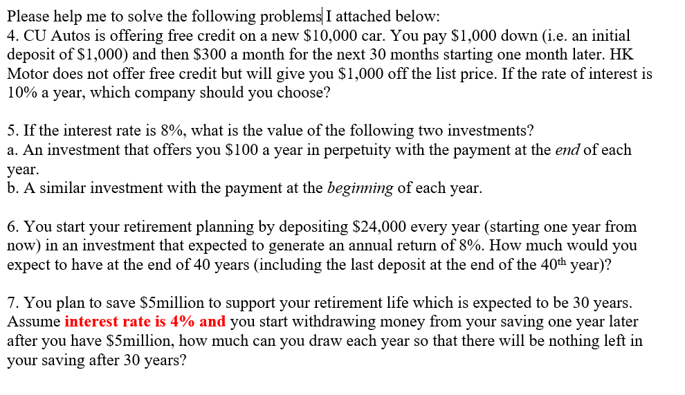  Please help me to solve the following problems I attached below: