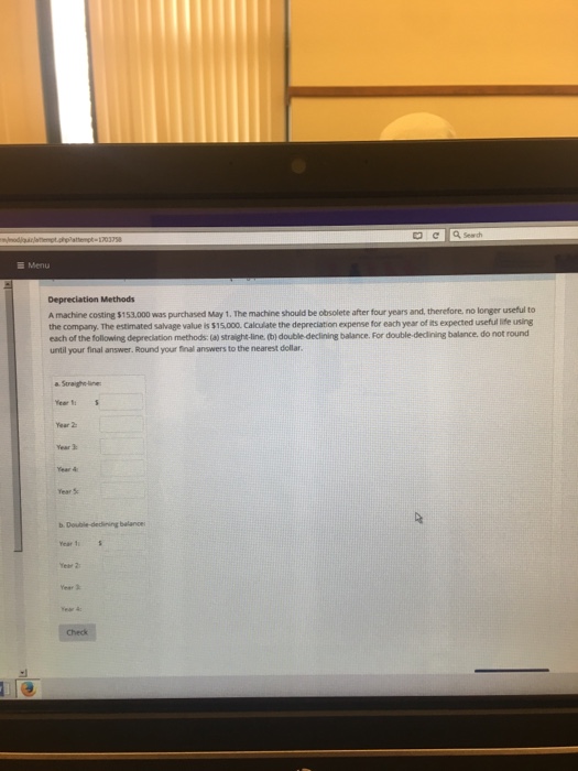 QUESTION 1 No Acquisition Cost of Long-Lived Asset The following data relate