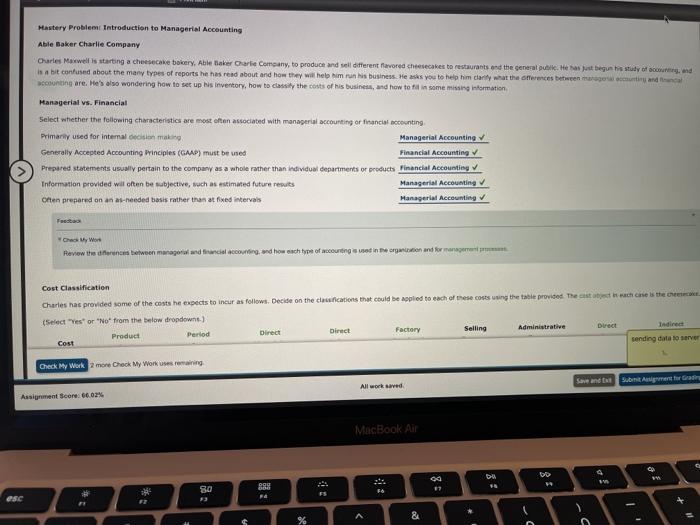  help please Mastery Problemi Introduction to Managerial Accounting Able Baker Charlie