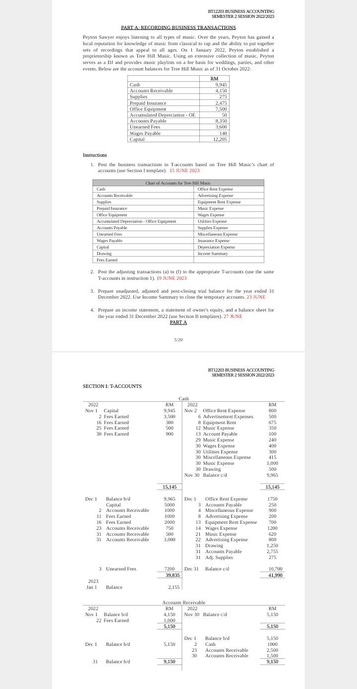  Need answer for the (part A) section 2(trial balance) BT12203 BUSINESS