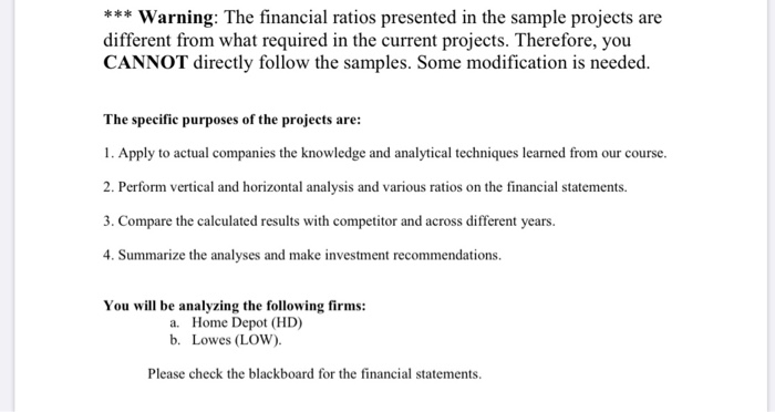  Please do question 3 only (the ratios) *** Warning: The financial