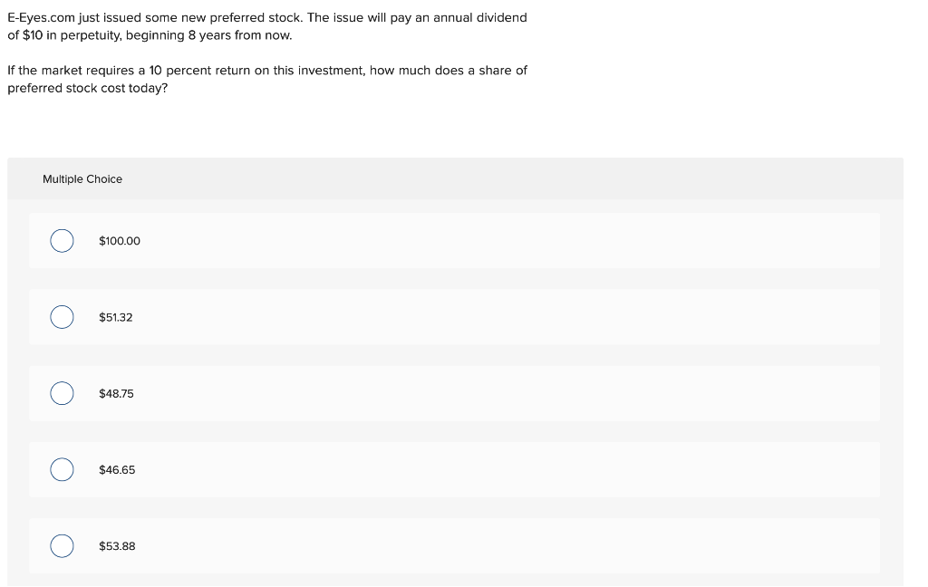  E-Eyes.com just issued some new preferred stock. The issue will pay