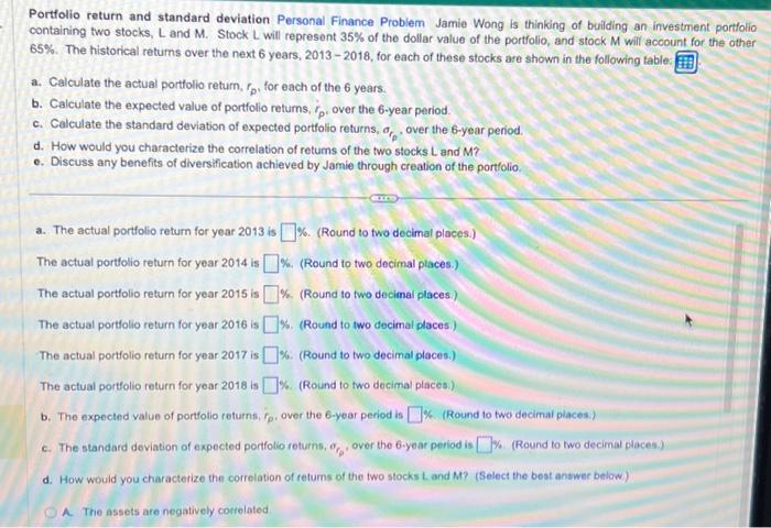 3 } Year & Stock L & Stock M \\ \hline 2013