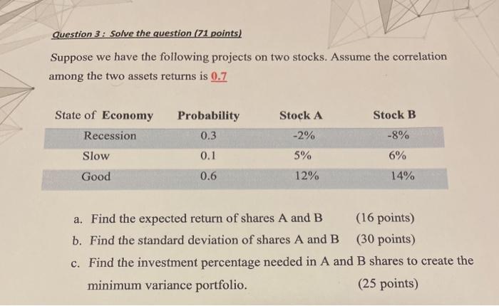 I need all answer with formula and not with excel please :)