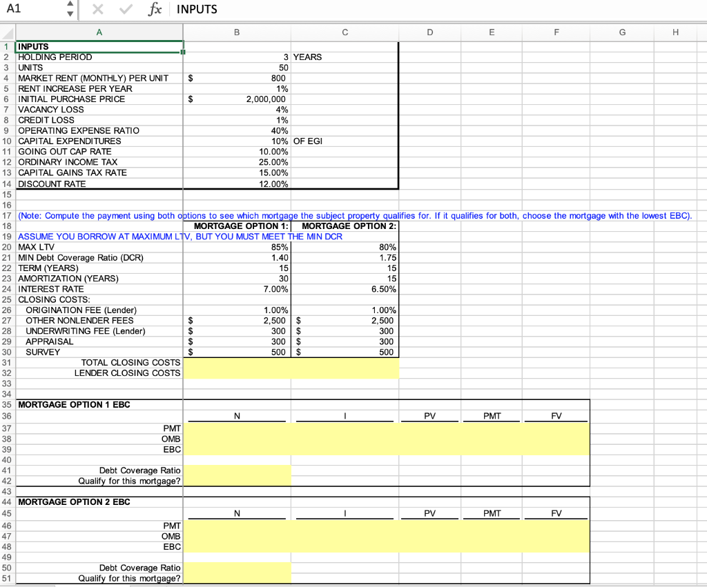  A1 X fx fx INPUTS A B D E F G